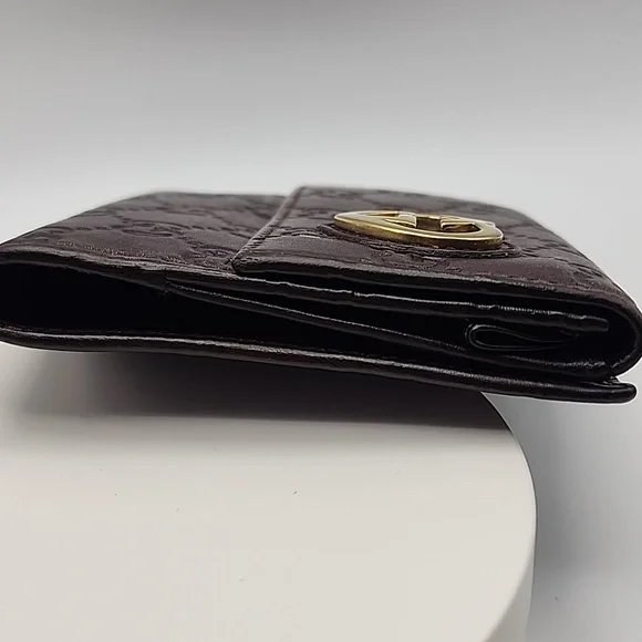 Gucci Dark Purple/Brown Leather Wallet with Gold Heart Logo‎ - Picture 6 of 13